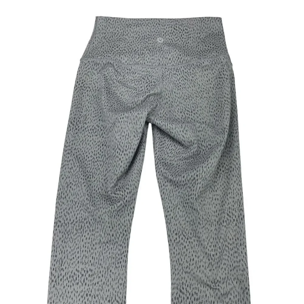 LULULEMON Wunder Under Crop II Luon Roll Down Sz 4 Dottie Dash Slate Black