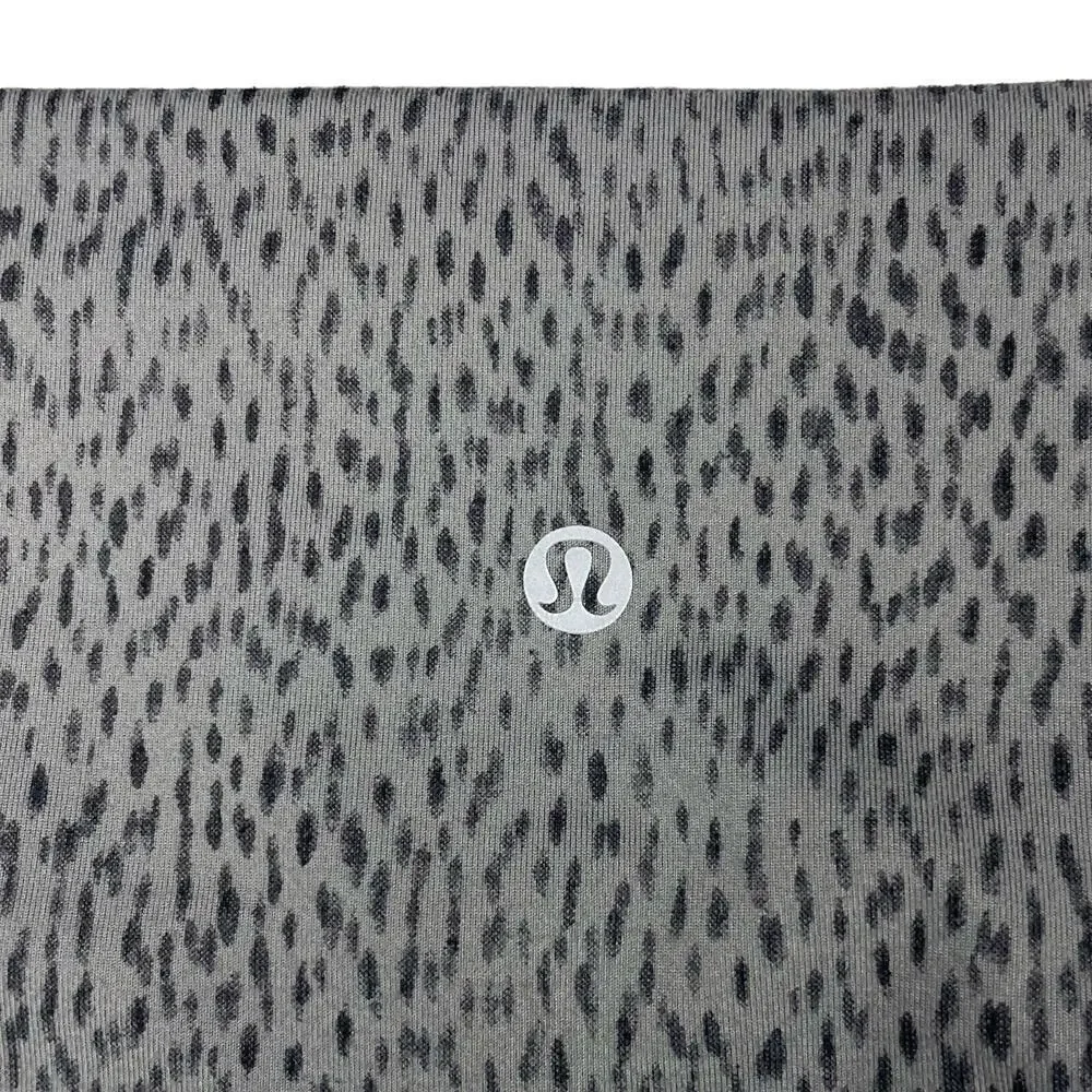 LULULEMON Wunder Under Crop II Luon Roll Down Sz 4 Dottie Dash Slate Black