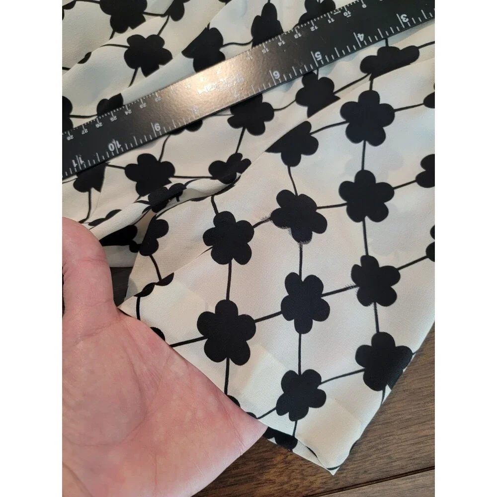 Kate Spade Silk Ivory and Black Blouse Size 8 Slight Peplum Business Casual