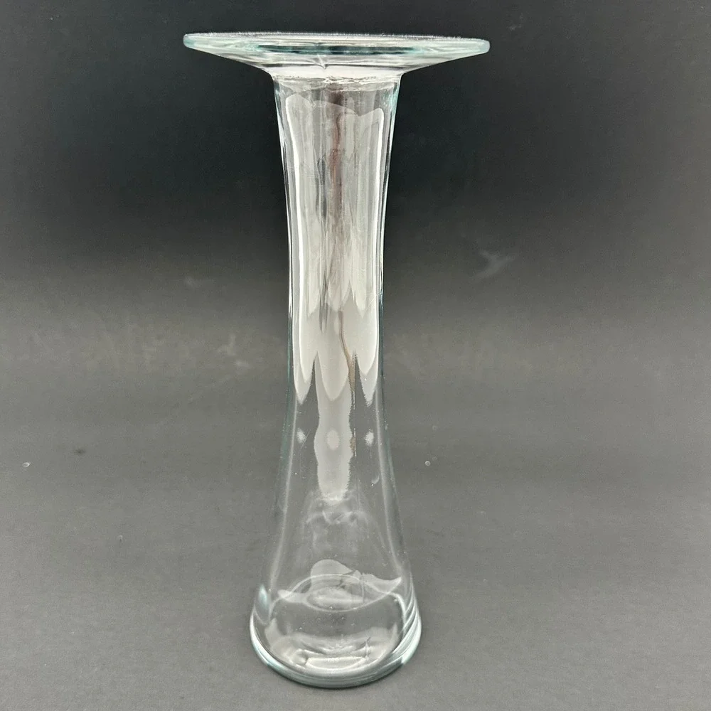 Glass Bud Vase 8.5 Inch Clear Trumpet Flared Rim Centerpiece