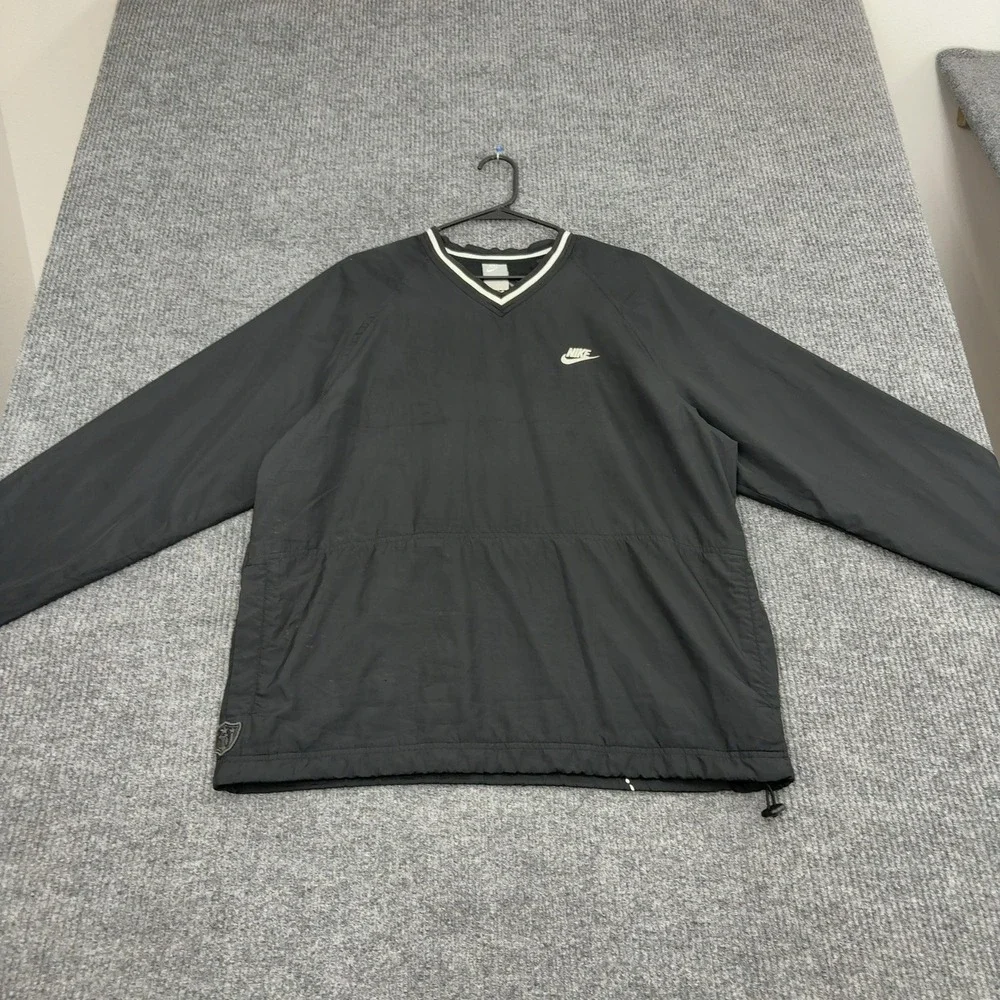 Nike Baseball Windbreaker Mens L Black Polyester V-Neck Pullover Sportswear