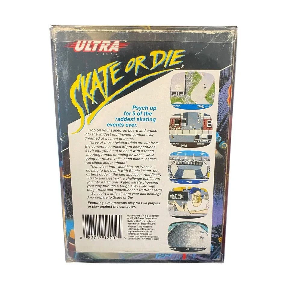 Skate or Die 1 (Nintendo NES) Complete in Box CIB Authentic! 3 Screw