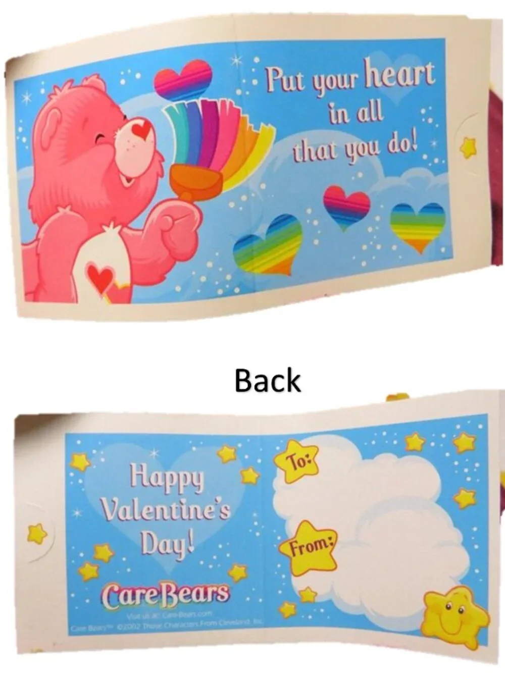 VTG 2002 Care Bears Valentines Cards & Rainbow Stars Bulletin Board Craft Lot