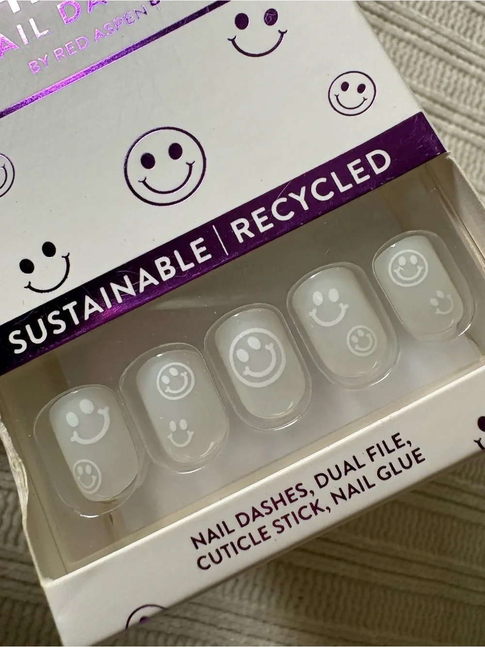 Red Aspen The Pop Nail Dashes Clear Smiley Face Press On Nails You Make Me Happy
