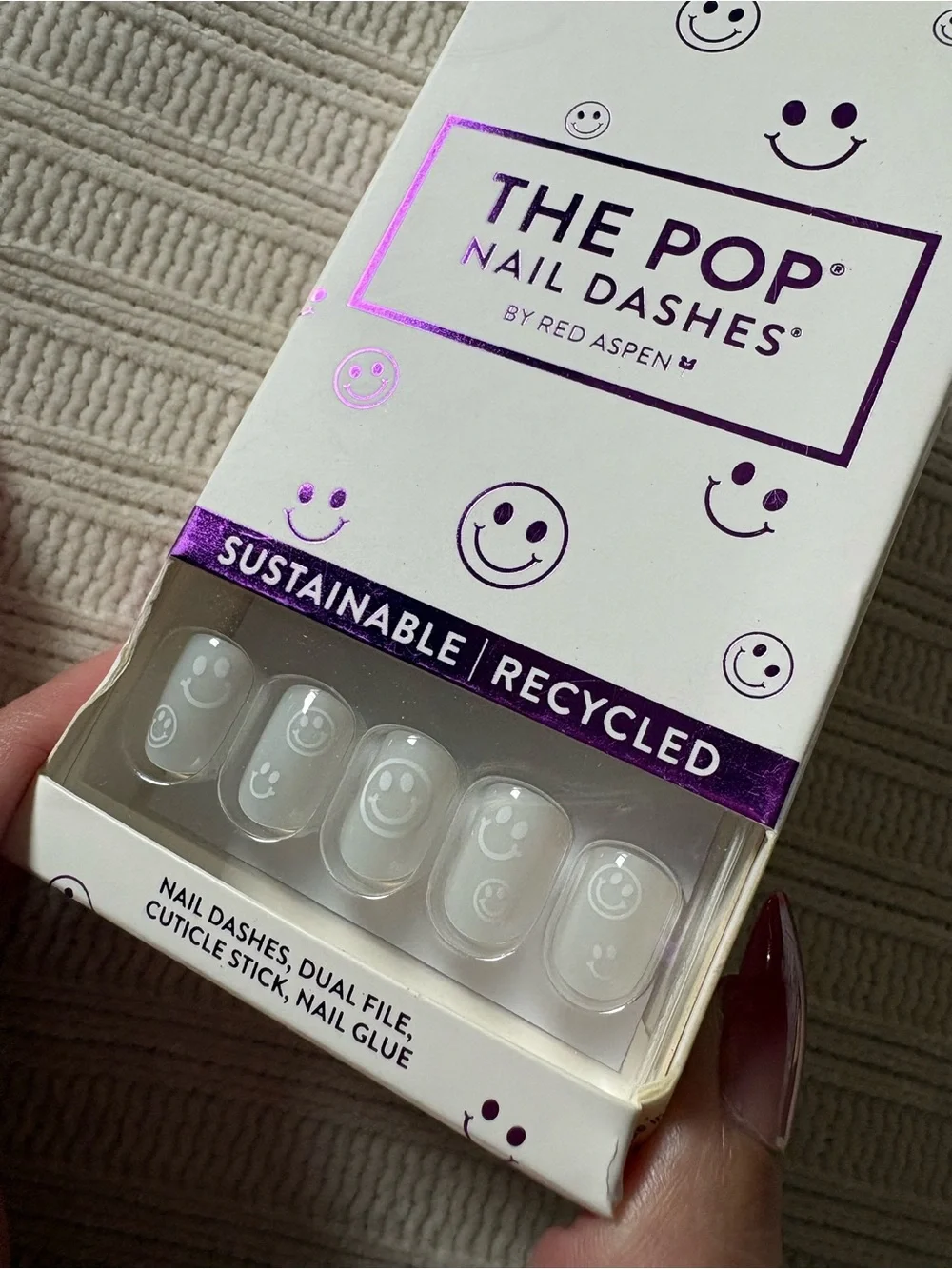 Red Aspen The Pop Nail Dashes Clear Smiley Face Press On Nails You Make Me Happy