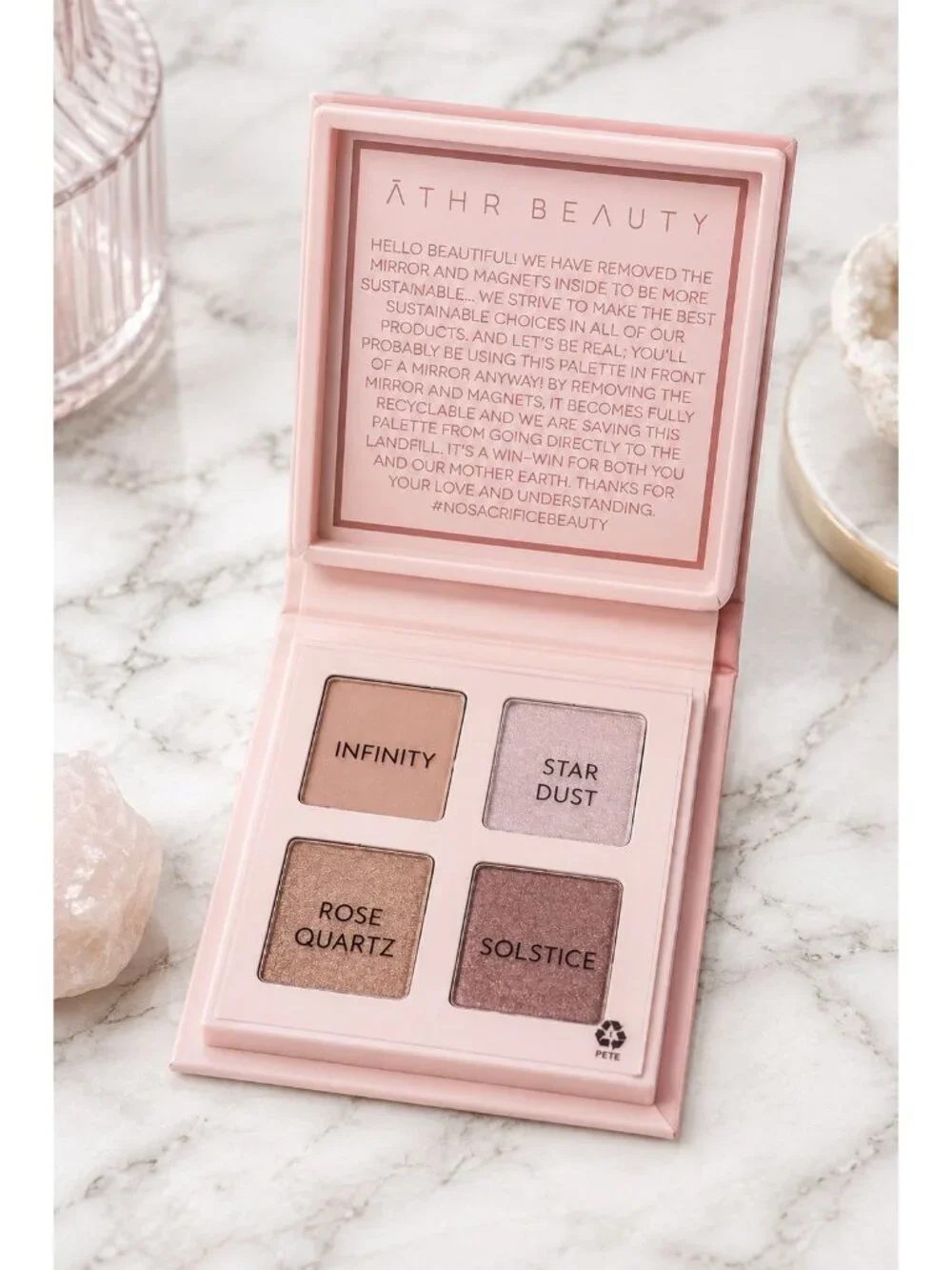 Athr Beauty Rose Quartz Crystal Quad Eyeshadow Palette 4 x 1g Vegan Cruelty-Free