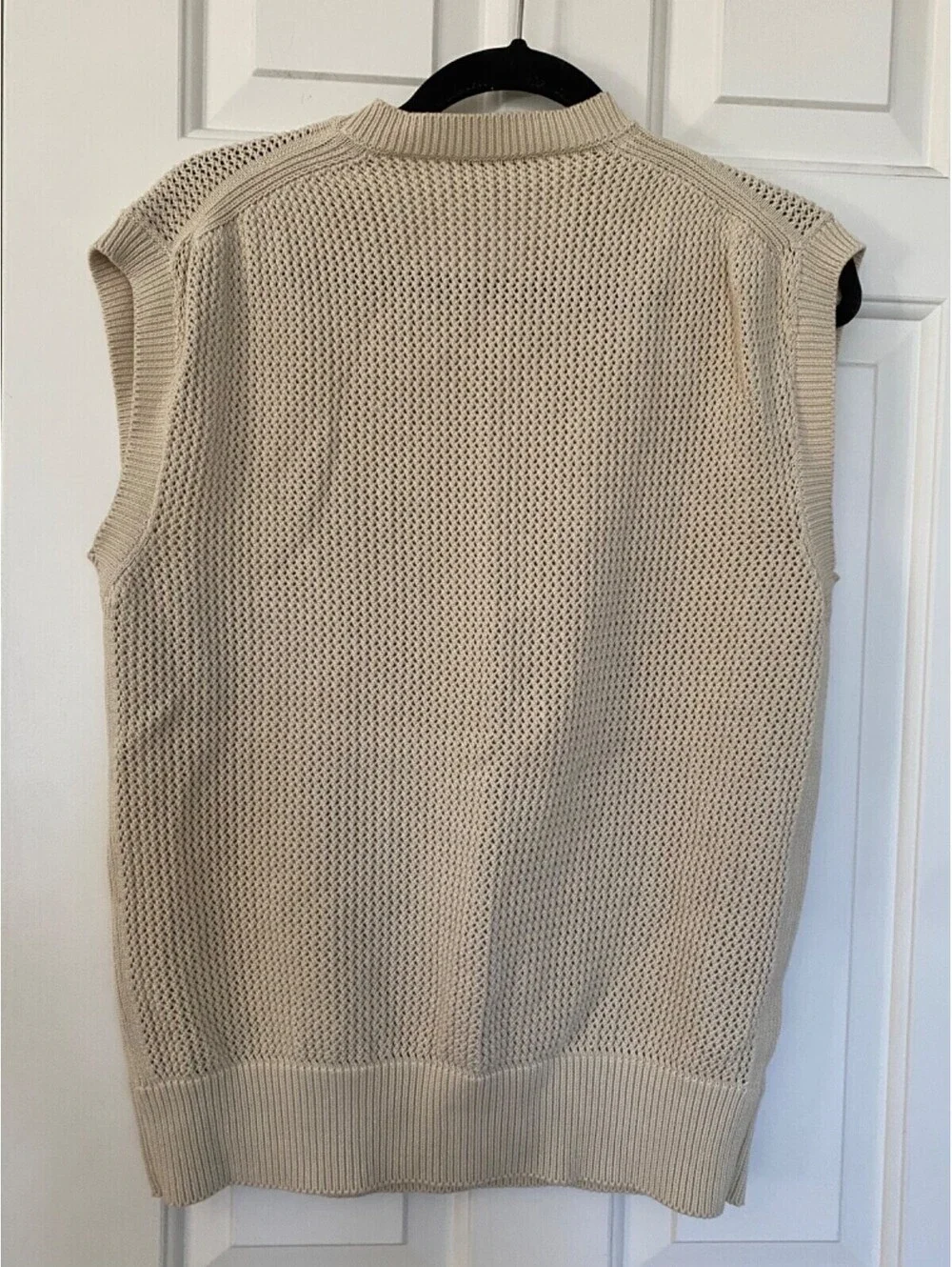 Piacenza 1733 Cotton Crochet Ivory Beige Fisherman Knit Sweater Vest Italy 46