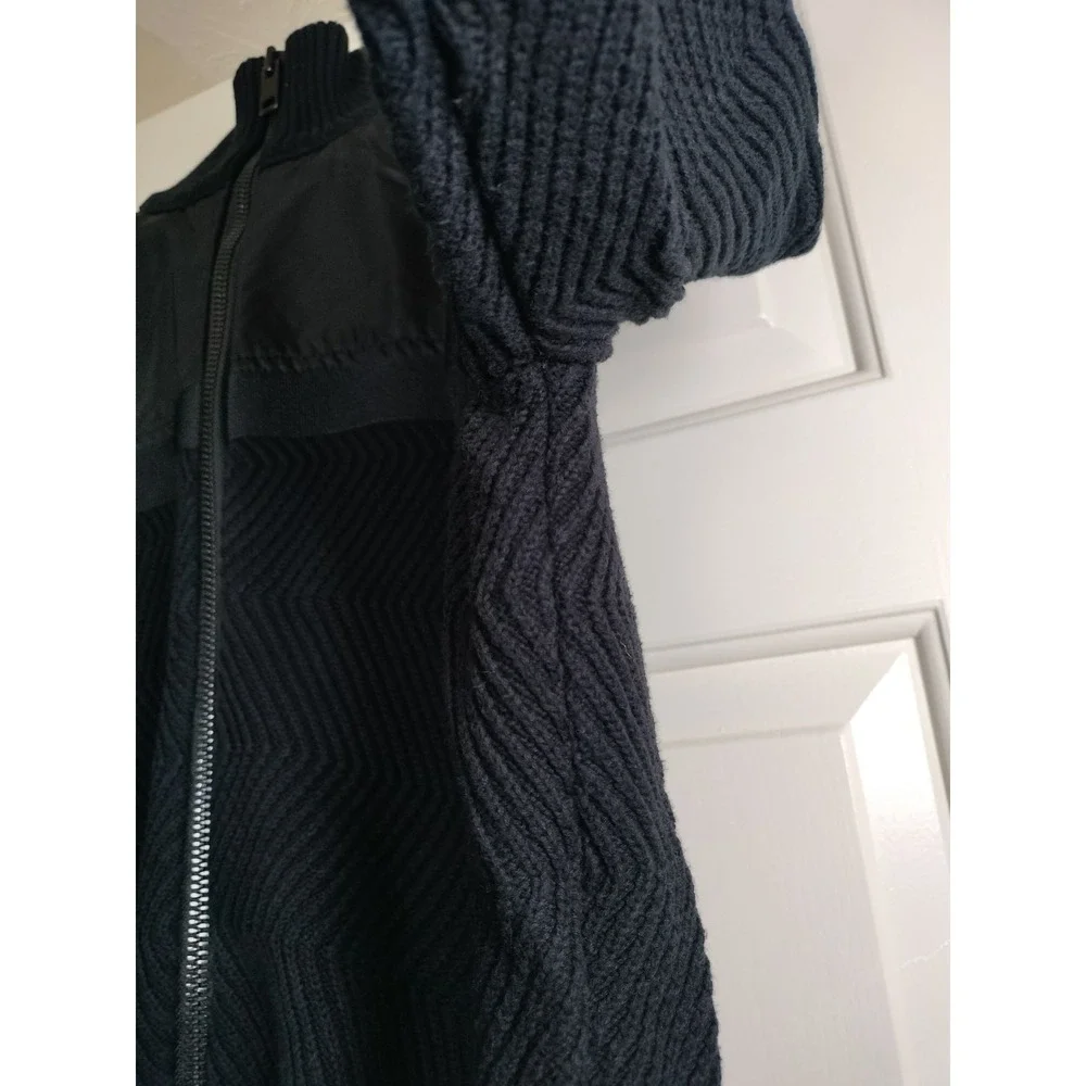 Vintage Diesel Full-Zip Heavyweight Cardigan Sweater Black Chevron Ribbed XL