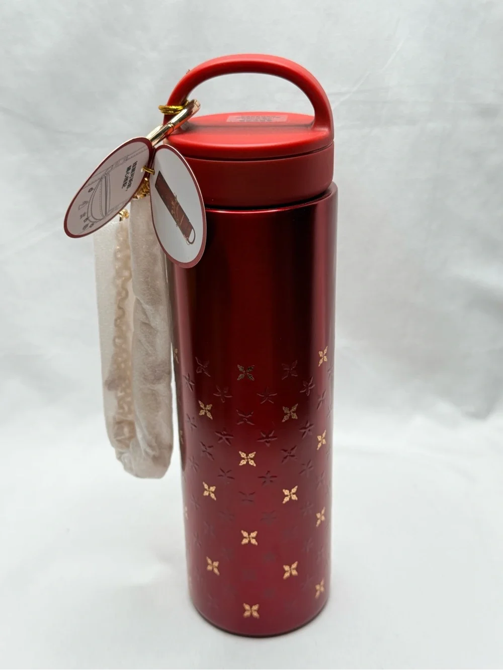 NWT Starbucks Red & Gold Star Stainless Steel Insulated Thermos 700ml