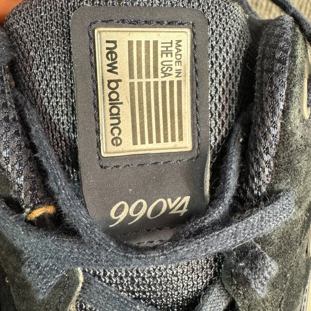 New Balance 990v4 Navy Blue Suede Mesh Made in USA Running Shoes M990NV4 Sz 15