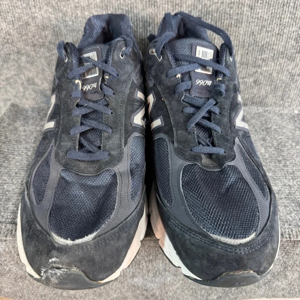 New Balance 990v4 Navy Blue Suede Mesh Made in USA Running Shoes M990NV4 Sz 15