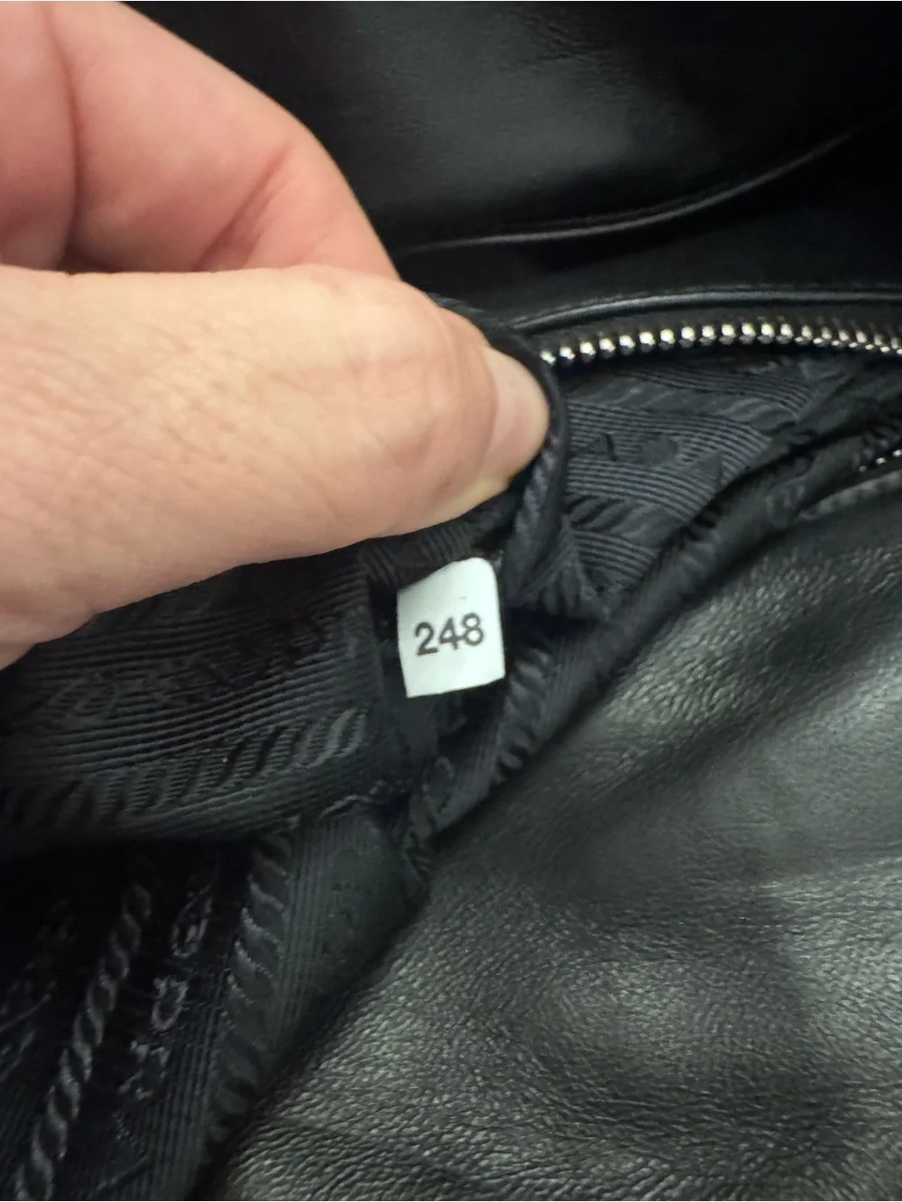 Auth. Prada Black Grommet/Eyelet Nylon & Calfskin with Leather interior Tote Bag