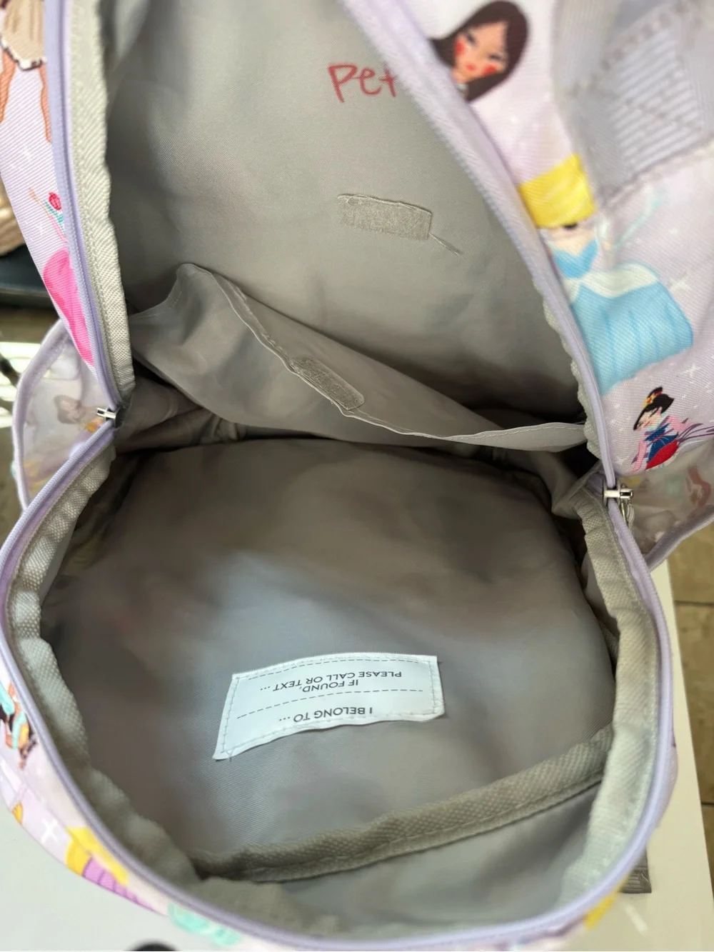 Disney Pottery Barn Kids Purple Princess Print Backpack - Size Large