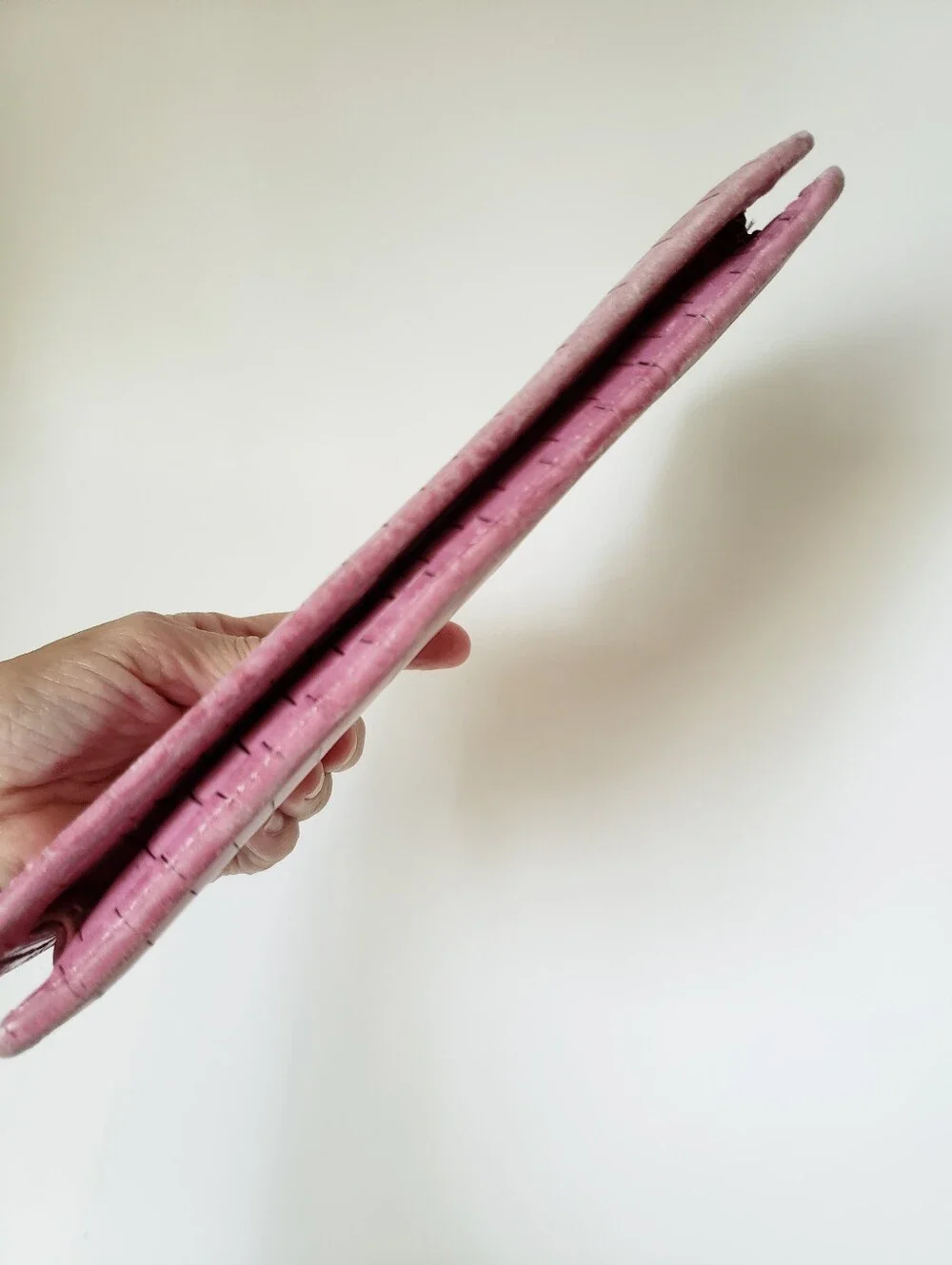 Vintage Abas Pink Croc Print Frame Clutch Leather Wallet