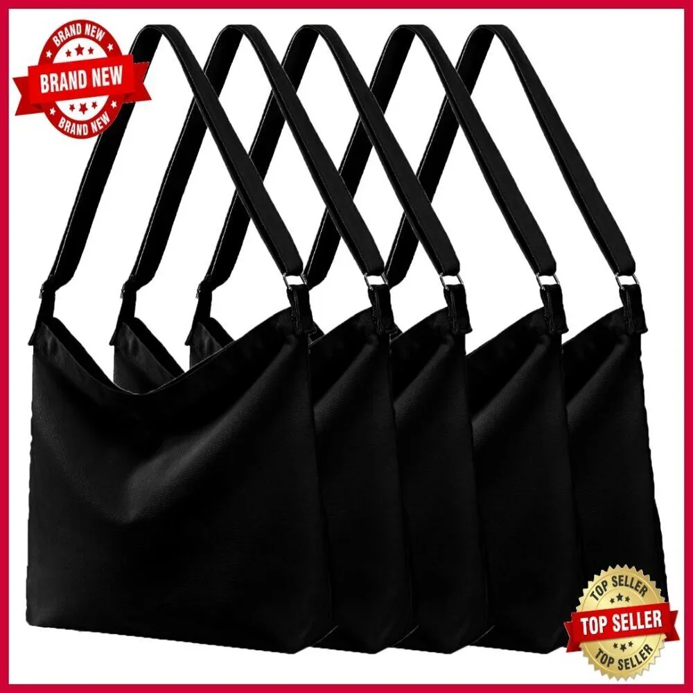 Large Canvas Tote Bag with Adjustable Crossbody Strap, Zipper Closure