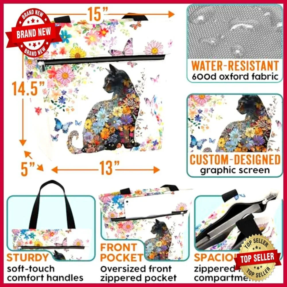 Waterproof Tote Bag with Zipper Pockets for Work and Travel