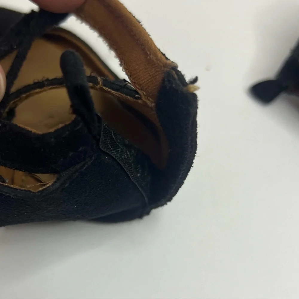 Old Navy Black Suede Lace-Up Shoes Size 18-24 Months Baby Toddler Soft Dressy