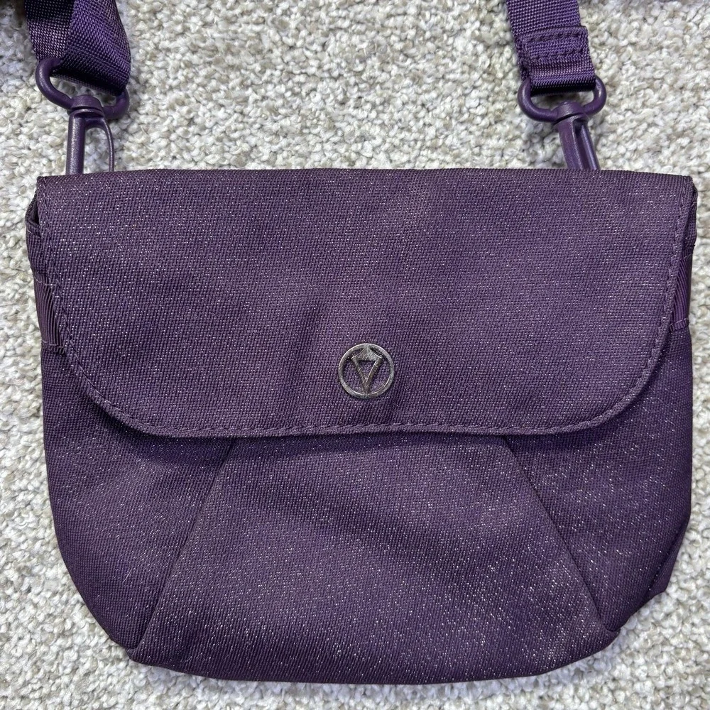 Ivivva By Lululemon Girls Mini Crossbody Bag Purple Glitter Canvas Strap 116599
