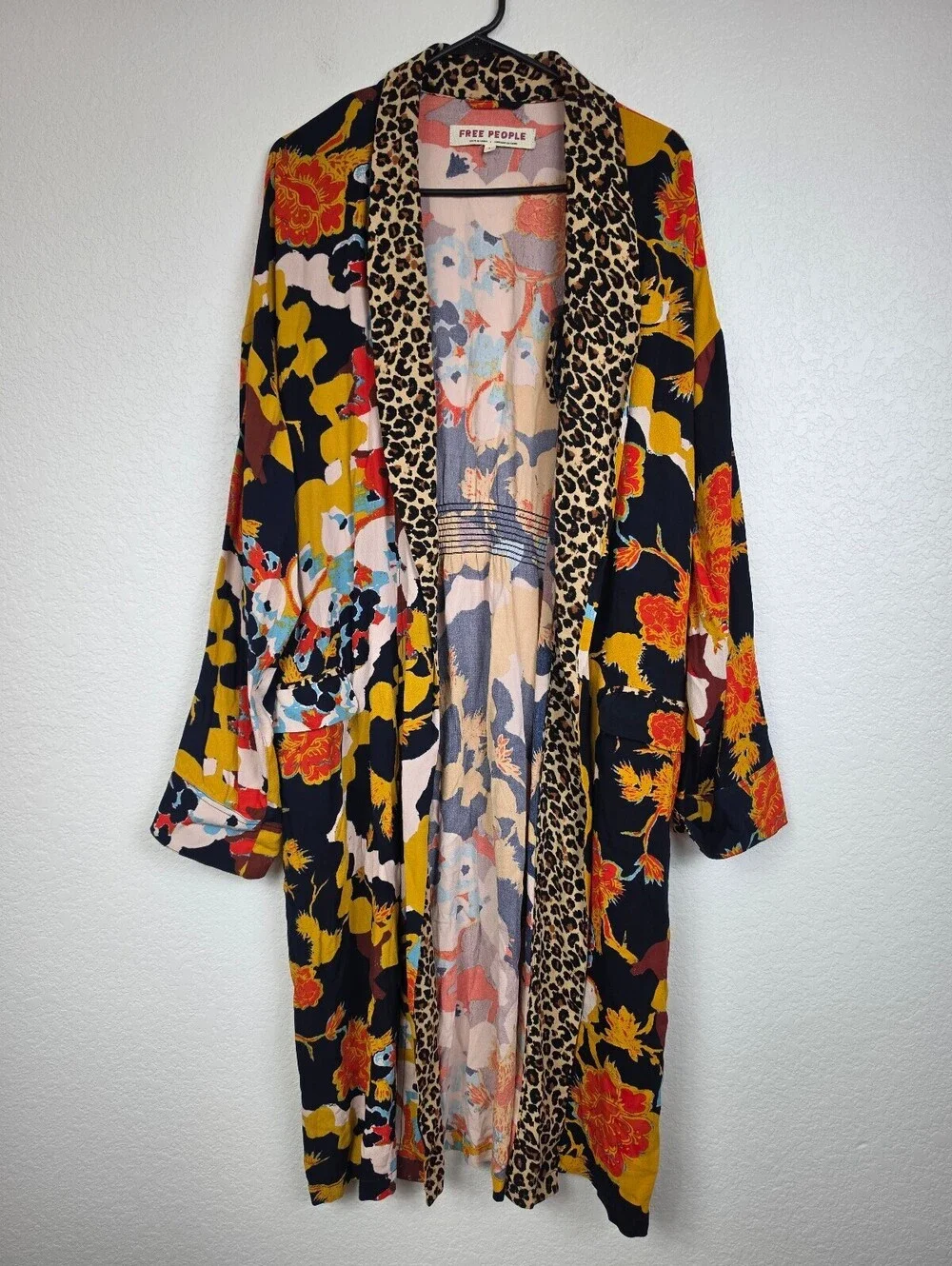 Free People Floral & Leopard Print Kimono Robe