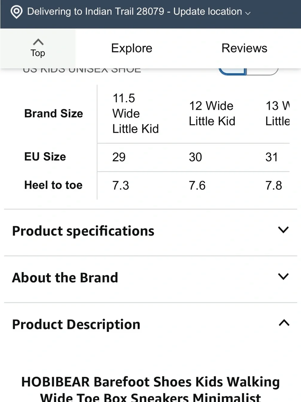 HOBIBEAR Kids Barefoot Shoes Wide  / Size 30 / 12W
