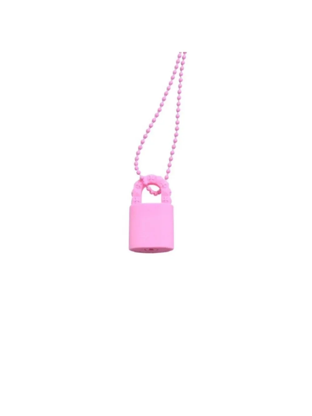 Chrome Hearts Padlock Flerknee Silicone Rubber Necklace Pink Ball Chain