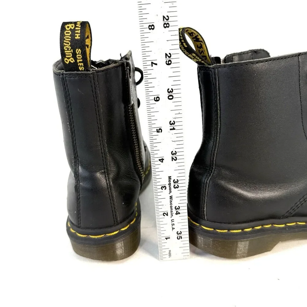 Dr. Martens 1460 Twin Zip 27629001 Women's Black Double Zip Leather Boots Size 6