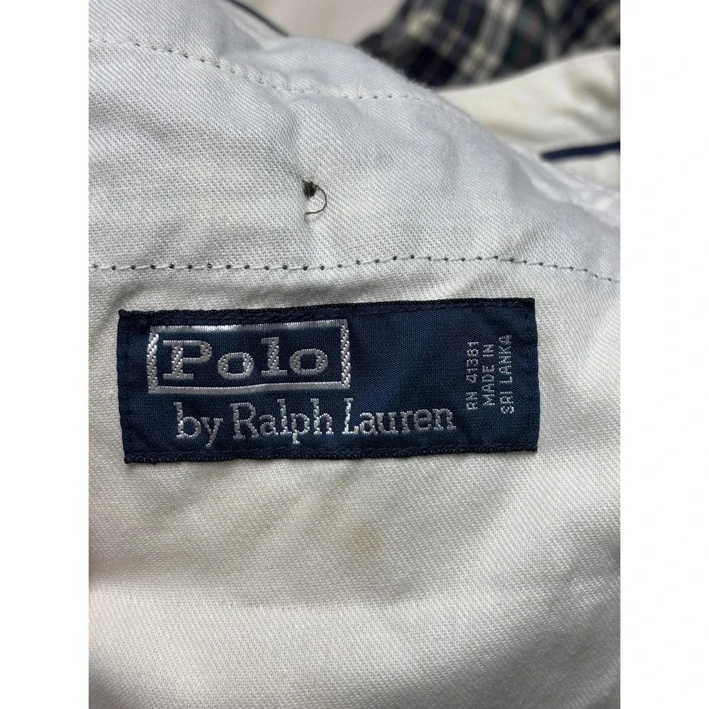 Vtg Polo Ralph Lauren Plaid Shorts Mens 36X11 Green Navy Blue Tartan Cotton Golf