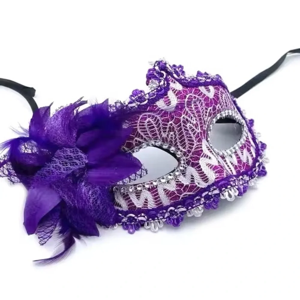 Elegant Purple Lace Masquerade Mask 2 purple and white
