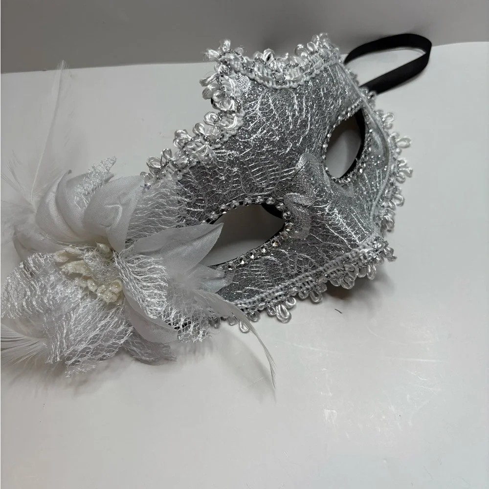 Elegant Purple Lace Masquerade Mask 2 purple and white