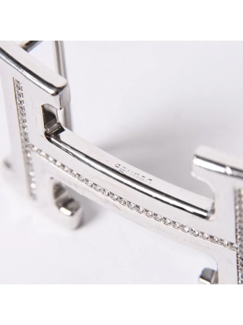 Hermes Belt Buckle H Logo Diamond Reversible Blue White Silver
