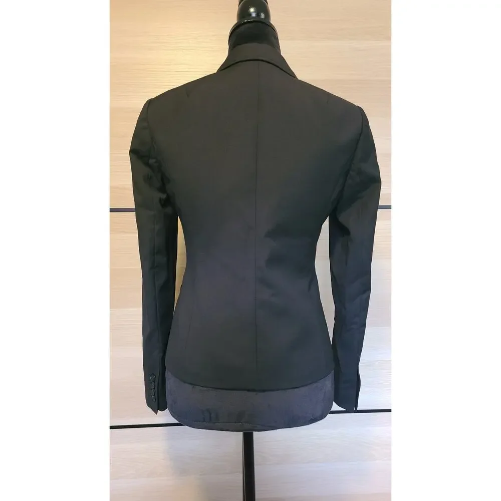 J. Crew Suiting 2 Button Wool Blazer‎ Womens 0 Black Lined Career Office Jacket
