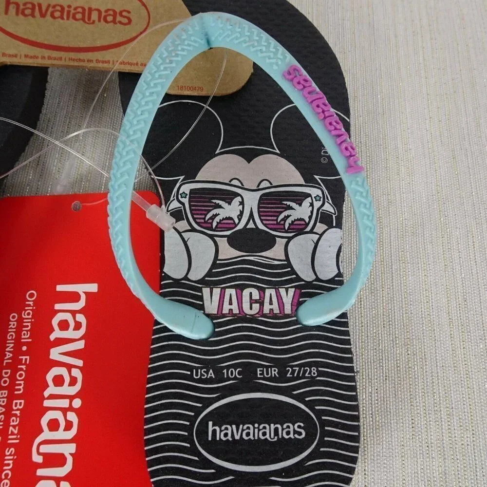 💰3/$25  New Havaianas Disney Mickey Mouse Flip Flops 10 C