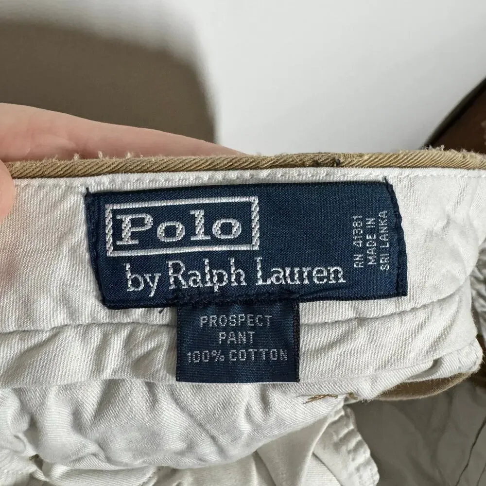 Ralph Lauren Original Classic Polo Chino Men 38/32 Tan Preppy‎ Minimal Old Money