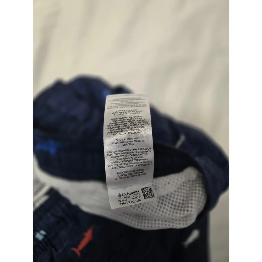 Columbia Omni-Shade fish print swim trunks