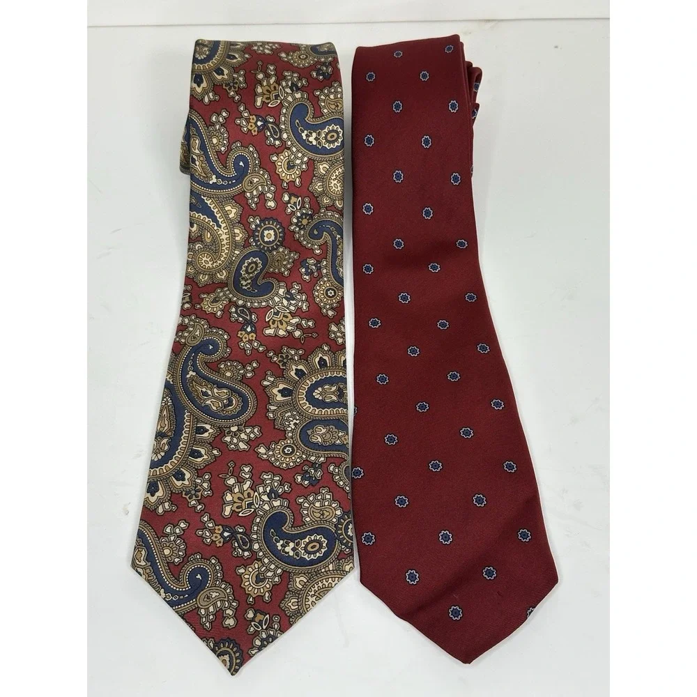 Hathaway, Men's Vintage‎ Silk Ties, Lot Of 2, Made In USA, Multicolor/Pattern