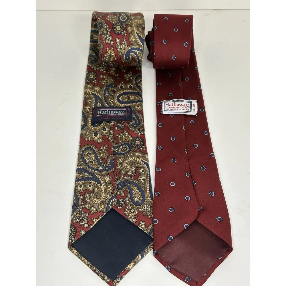 Hathaway, Men's Vintage‎ Silk Ties, Lot Of 2, Made In USA, Multicolor/Pattern
