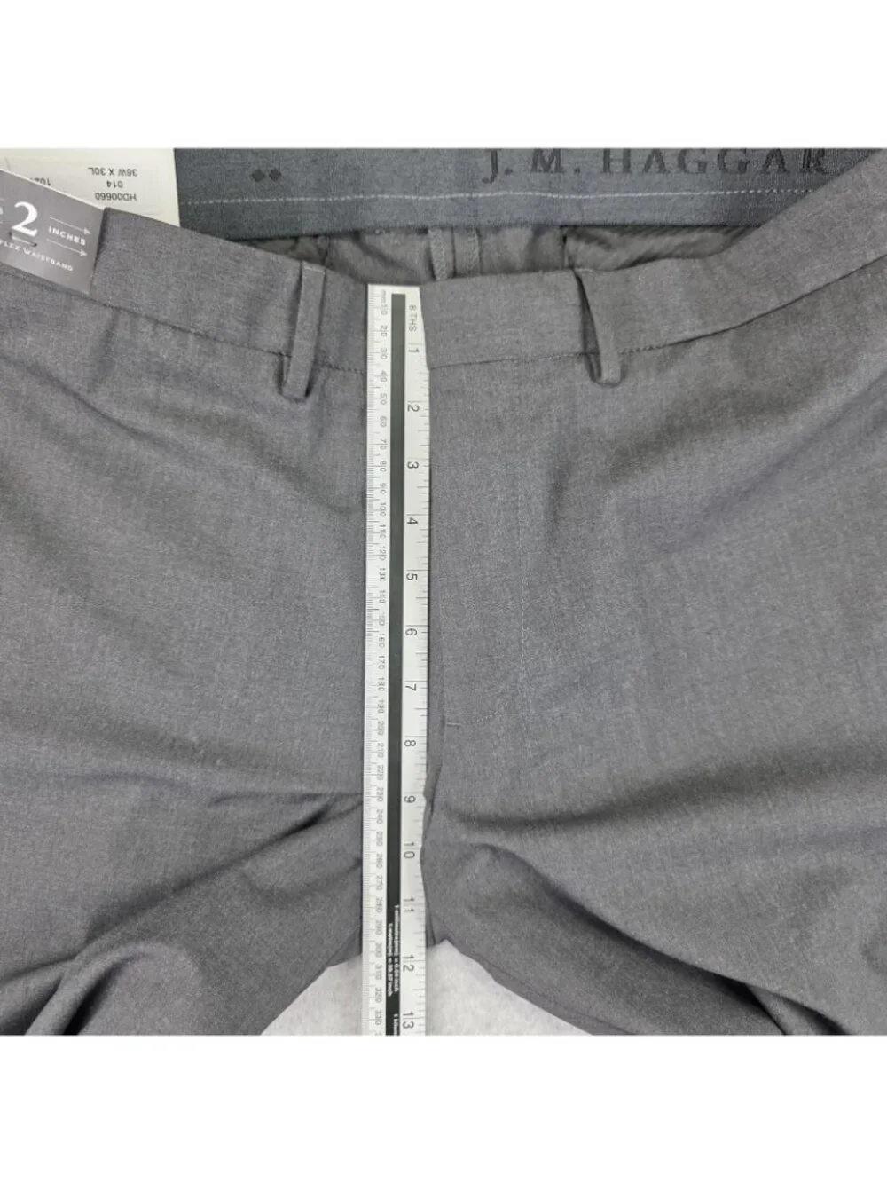 J.M. Haggar Premium Dress Pants Mens 36x30 Gray Slim Stretch Flat Front NWT