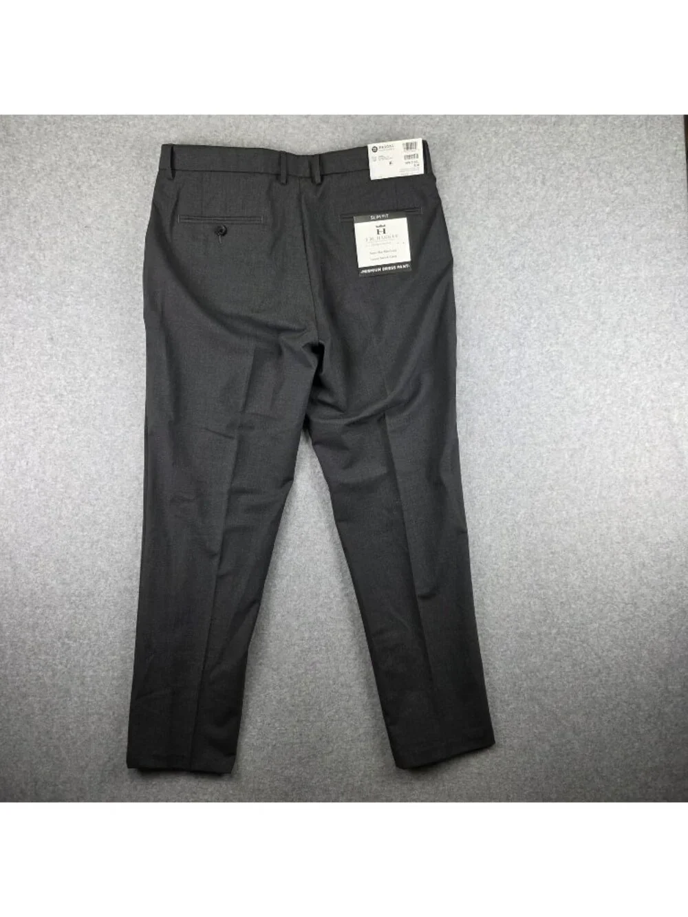 J.M. Haggar Premium Dress Pants Mens 36x30 Gray Slim Stretch Flat Front NWT