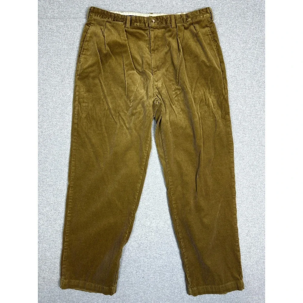 Vintage Polo Ralph Lauren‎ Corduroy Pant Mens 38x30 Gold Double Pleat Made USA