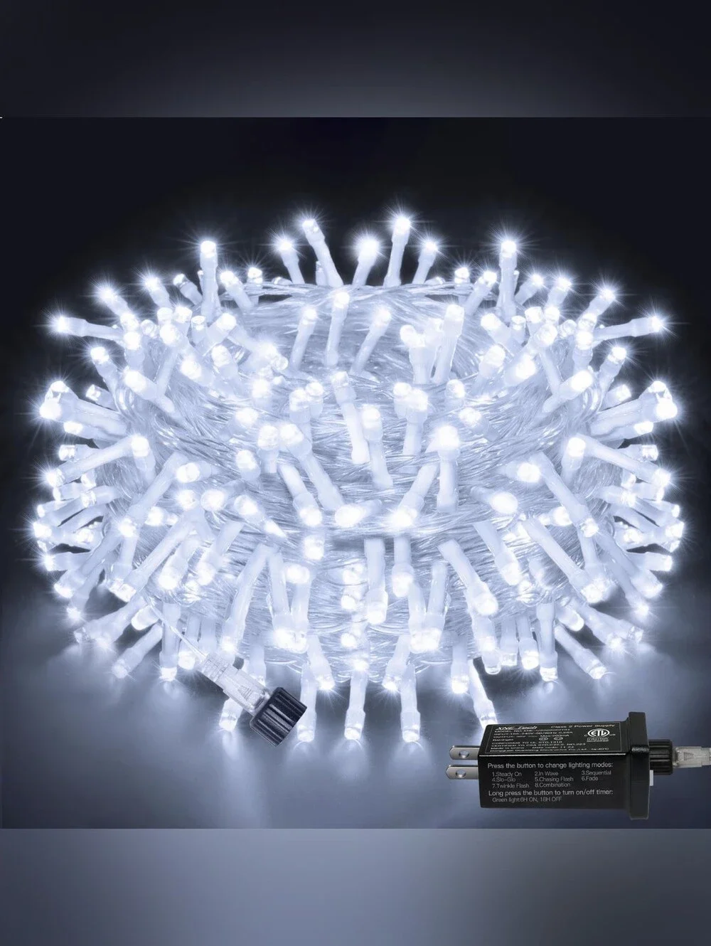 Set of 2: Indoor / Outdoor LED Cool White Fairy String Lights Waterproof 120ft