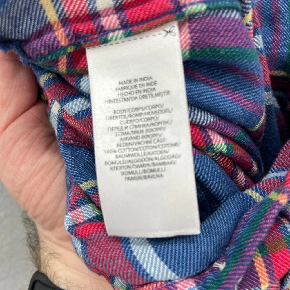 Polo Ralph Lauren Shirt Dress Girls 16 Blue Plaid Flannel Long Sleeve Preppy