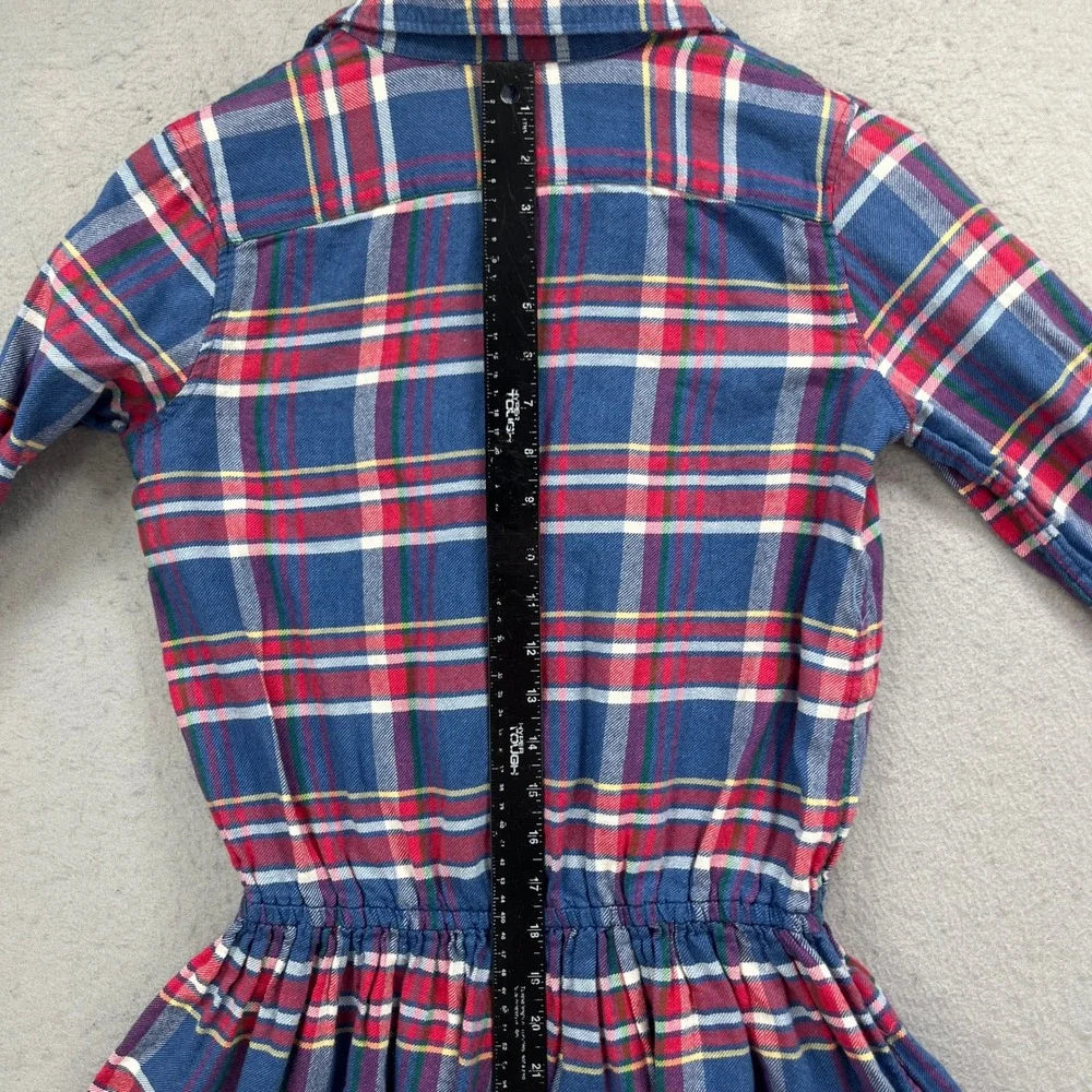 Polo Ralph Lauren Shirt Dress Girls 16 Blue Plaid Flannel Long Sleeve Preppy