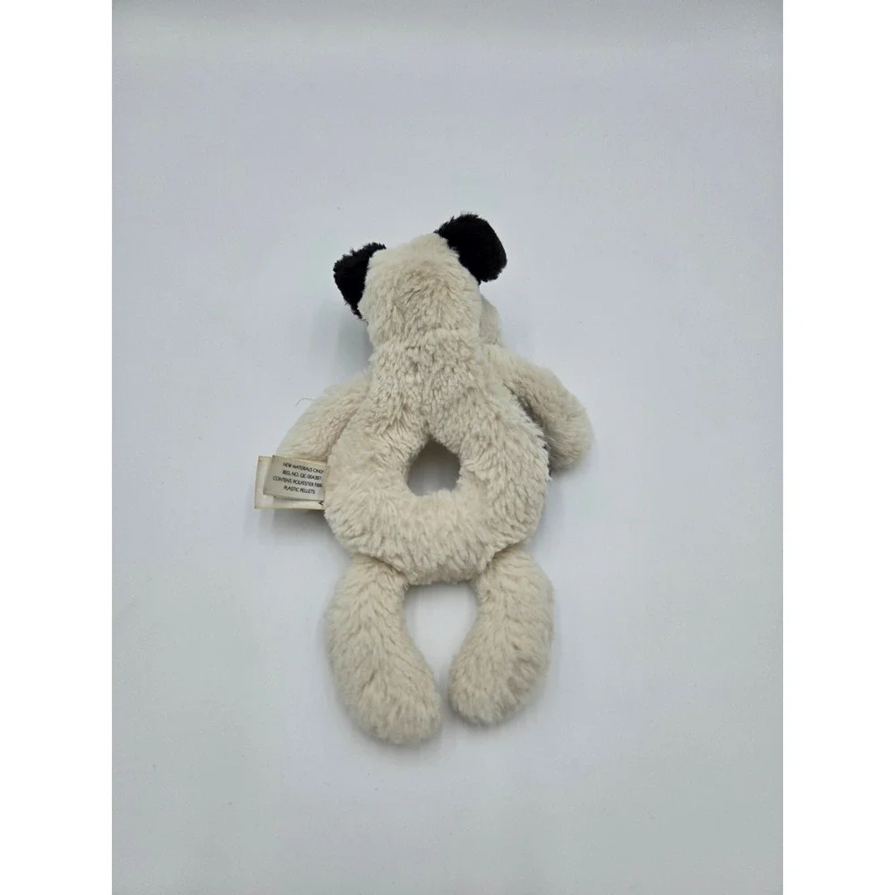 Jellycat London Bashful Black and White Puppy Dog Ring‎ Rattle Plush Toy 7