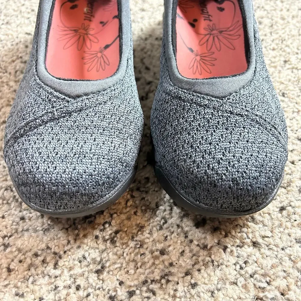 Therafit‎ Riley Ballet Flat Slip On Women Shoes Size 7.5 Grey Black Comfort Arch