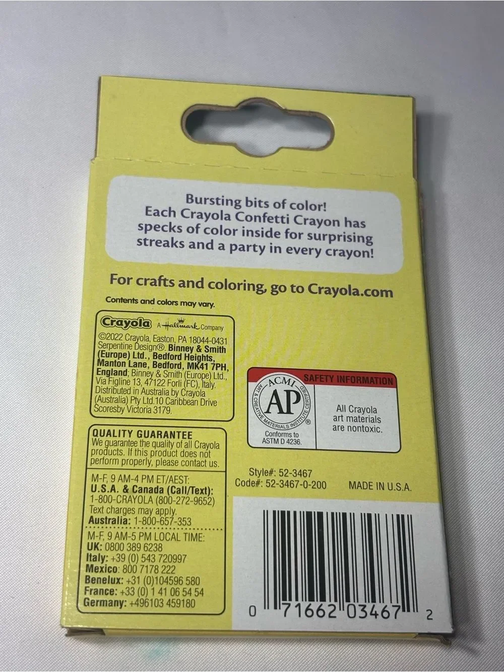 2 New Crayola Confetti Crayons 8-Pack in Bright Yellow Box with Purple Fun Pad