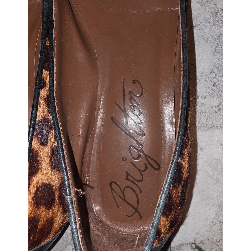 Brighton'Eve' Leopard‎ Print Calf Hair Pointed Toe Flats 9M  *Flaws See Pics