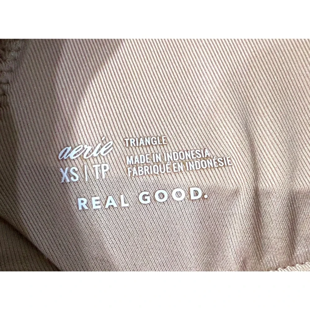 Aerie‎ Real Good Tan Textured Triangle Bikini Top High Cut Cheeky Bottom Set XS