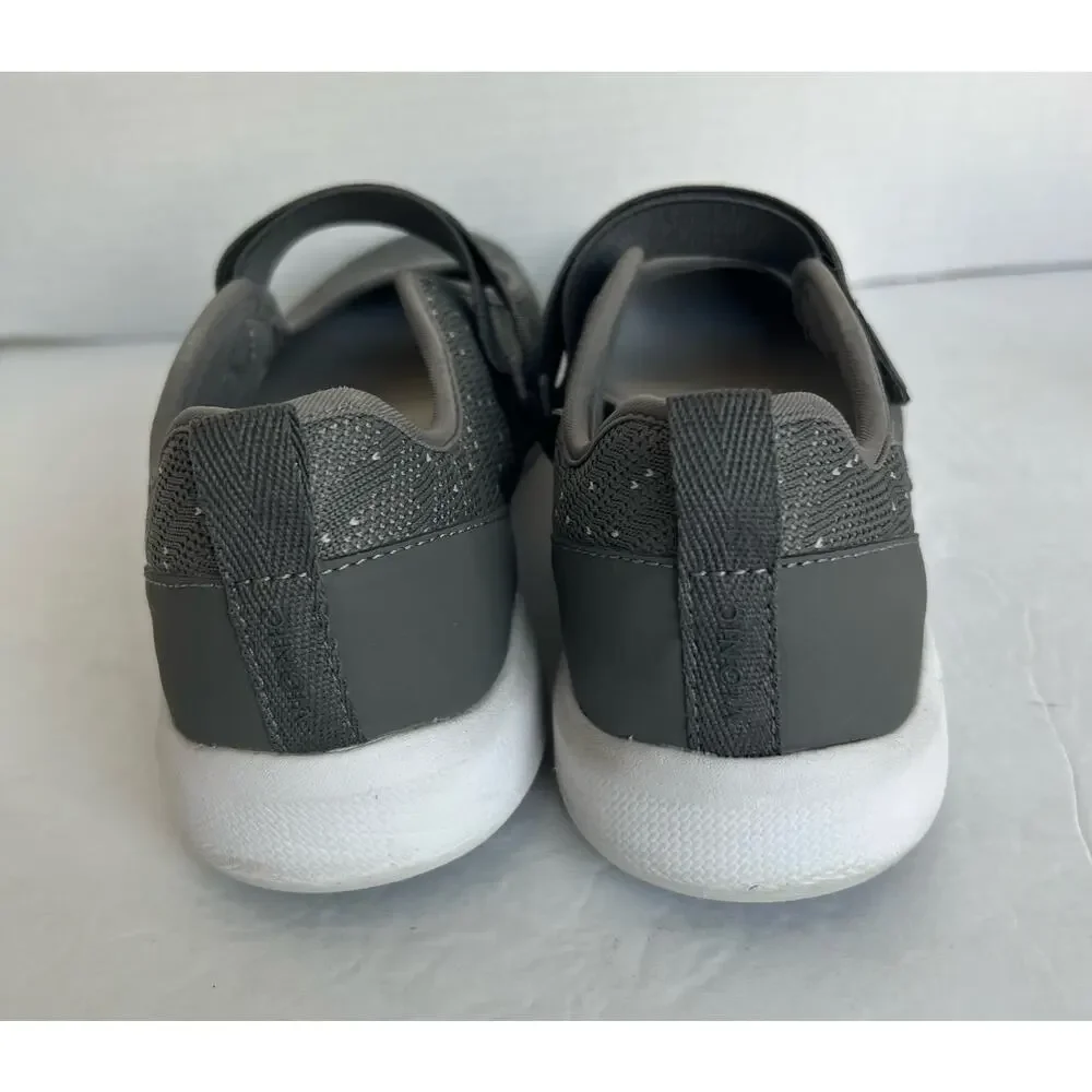 Vionic Women's Jessica Mary Jane Flats Gray & White‎ Comfort Orthotic Shoes 9.5