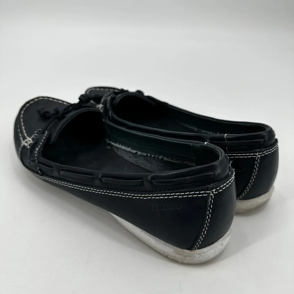 Sebago Women Black Leather‎ Boat Shoes Slip On Loafers Size 9.5