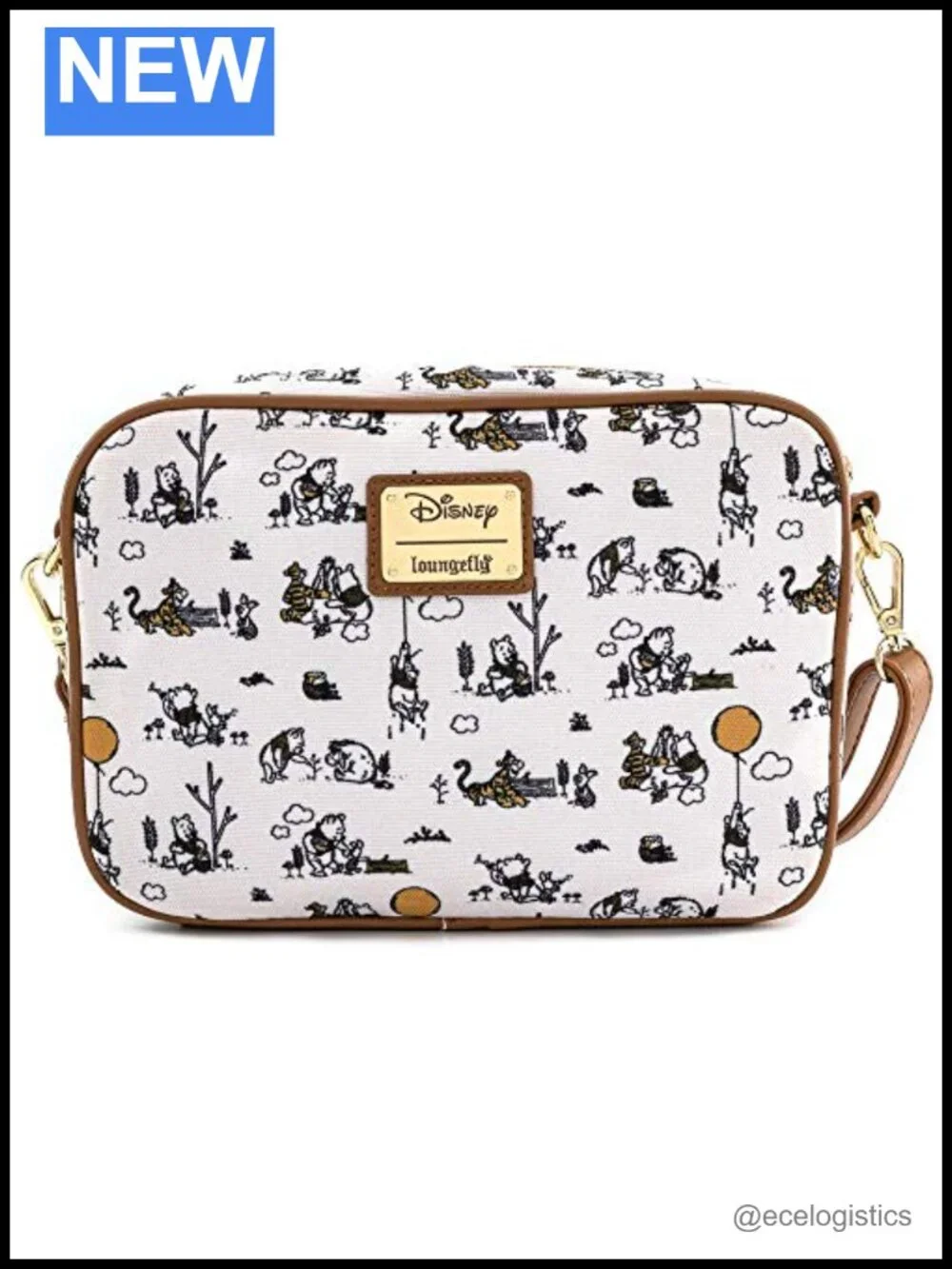 Loungefly Disney Winnie The Pooh Line Drawing Canvas Crossbody Bag